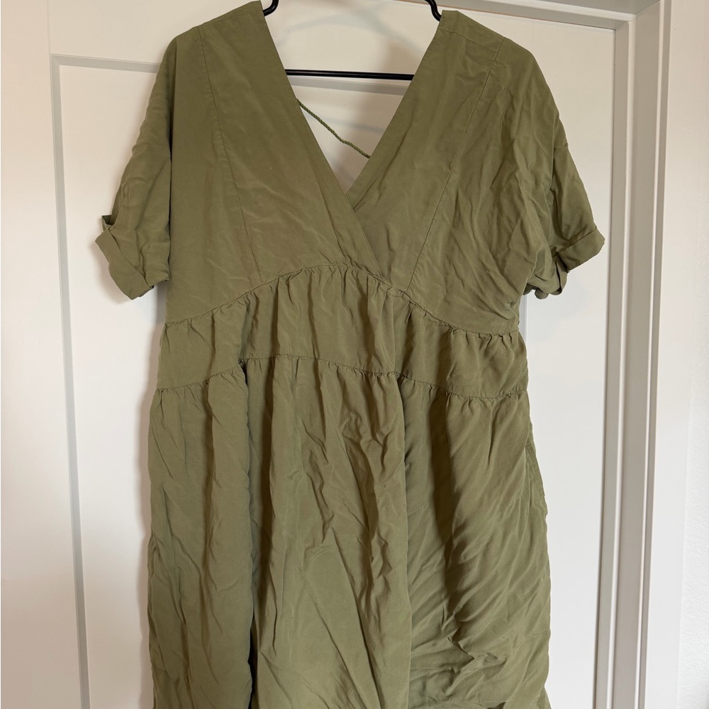Olive Green Short Sleeve Dress